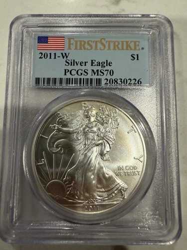 2011-W USA $1 シルバーイーグル PCGS ファーストストライク MS70 1オンス .999 ファインシルバー バーニッシュド