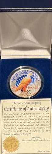 1922年 ピースドル カラー版 アメリカ歴史協会発行 COAと展示箱付き