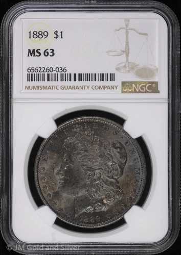 1889-P 1ドル モルガン銀貨 NGC MS 63 | トーニング未流通 UNC