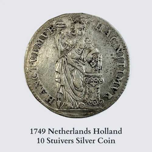 1749 年 オランダ オランダ AR 10 Stuivers-1/2 グルデン-銀貨 #29