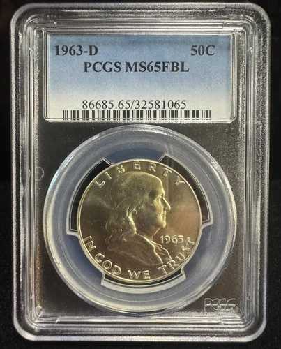 1963-D フランクリン ハーフダラー PCGS MS65 FBL ? シリーズ最終年