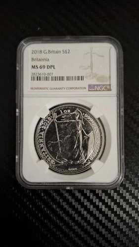 2018 G. ブリテン シルバー 2ポンド ブリタニア MS 69 DPL NGC
