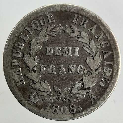 1808年 フランス ナポレオン・デミ 1/2 ハーフフラン銀貨 | 良質コレクターズグレード
