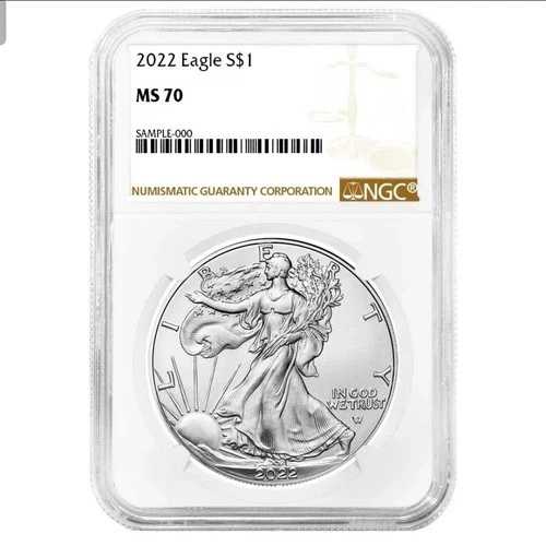 2022年 1ドル アメリカン シルバー イーグル NGC MS70 ブラウンラベル