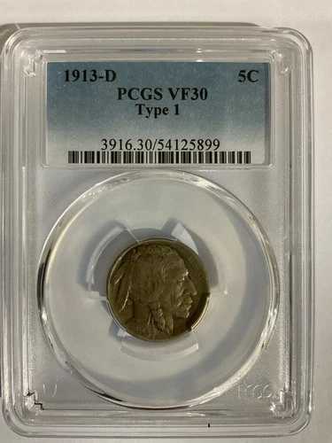1913年 D バッファローニッケル 5C タイプ2 PCGS VF30 54125899