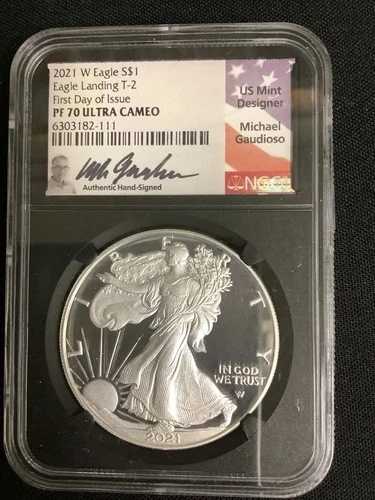 2021 W $1 NGC PF 70 UC 初日発行 イーグルランディング T-2 マイケル・ガウディオソ シグ