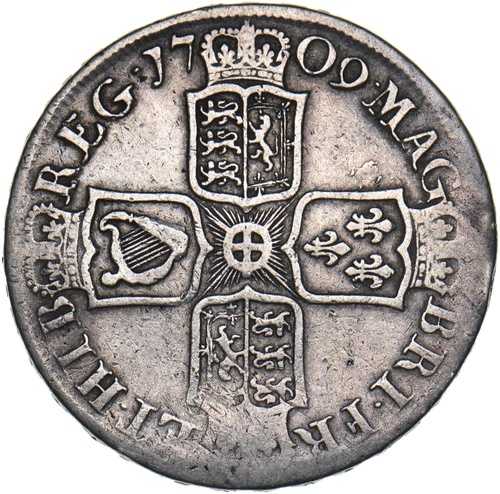 1709年ハーフクラウン - アン英国銀貨