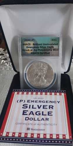 米国 2020 (P) 緊急発行シルバーイーグル 1ドル硬貨 フィラデルフィア造幣局 1オンス 46,200円