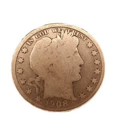 1/2 ハーフ ドル バーバー 90% シルバー 米国コイン 1908 S サンフランシスコ造幣局 50C KM#116