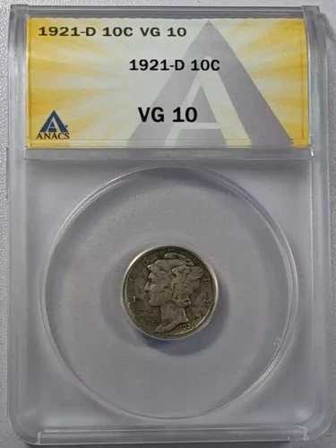 1921年 D マーキュリーダイム ANACS VG-10