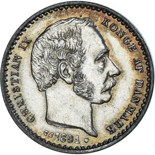 [#1161934] コイン、デンマーク、クリスチャン9世、25オーレ、1891年、コペンハーゲン、AU、シル、ver 67,760円