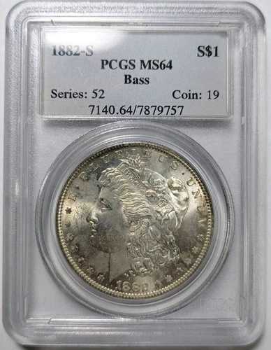 1882-S モルガン銀貨 PCGS MS-64 バスコレクション 希少 血統書付き