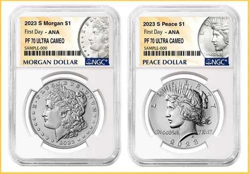 2023 S モーガン＆ピース シルバーダラー NGC プルーフ PF70 ~ 2枚セット ANAショー