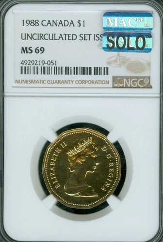 1988年カナダ ルーンドル NGC MS69 MAC SOLO 最高級グレード MAC スポットレス。