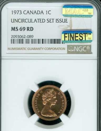 1973年 カナダセント NGC MS69 RD PQ MAC FINEST GRADED MAC SPOTLESS *