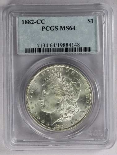 1882-CC 1ドル モルガン銀貨 PCGS MS 64