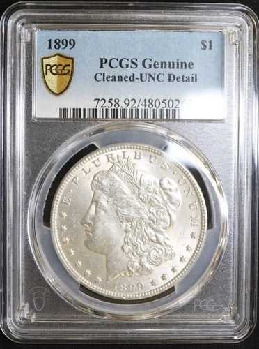 1899年 モーガン シルバー ドル PCGS 正規クリーニング済み - UNC 詳細