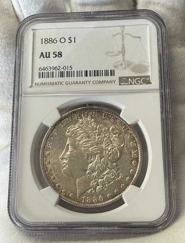 1886-O モルガン銀貨 NGC AU 58