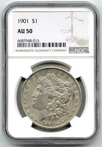 1901年 モルガン銀貨 NGC AU 50 認定 - フィラデルフィアコイン - C814-