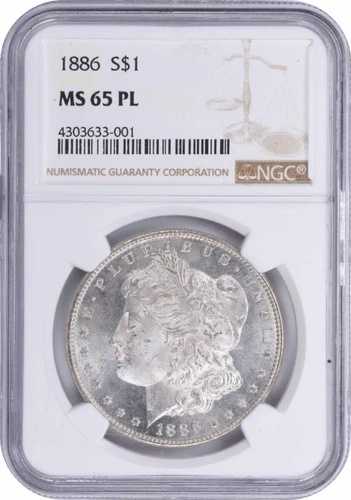 1886年 モルガン銀貨 MS65PL NGC