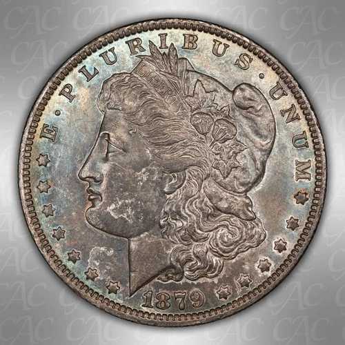 1879-O モルガン・ダラー CAC AU58 美しいオリジナルカラー トーン＆強い視覚的魅力