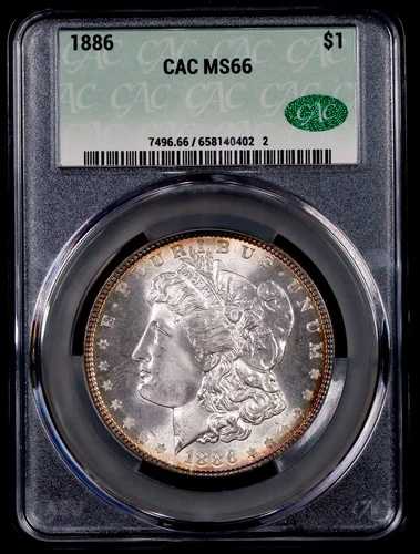 1886年 モーガン シルバードル - MS66 CACG - 素晴らしいPQコイン - 光沢仕上げ - 352