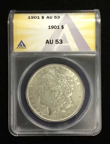 1901年 1ドル モルガン銀貨 ANACS AU 53 希少 セミキーデイト｜WORLD RESOURCE【QUEEN店】