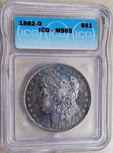 1882-O MS-65 モルガン銀貨 未流通 Unc 虹彩