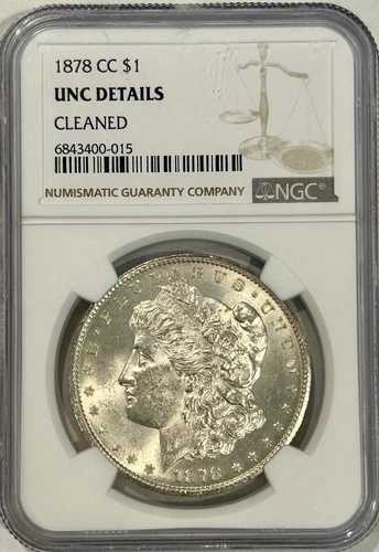 1878-CC モルガン銀貨 NGC UNC 詳細クリーニング済み ? カーソンシティ造幣局 1年目