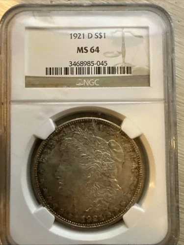 1921-D モルガン銀貨 - NGC MS 64 - デンバー造幣局 このグレードではより頑丈なトーン