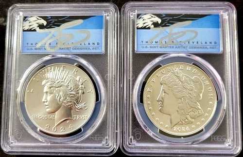 2024年 モルガン・ピース 1ドル銀貨セット ペア PCGS MS70 クリーブランド POP 10 レア