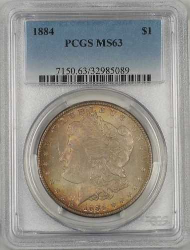 1884年 モルガン シルバー ダラー 1ドル コイン PCGS MS-63 トーン (Tb)