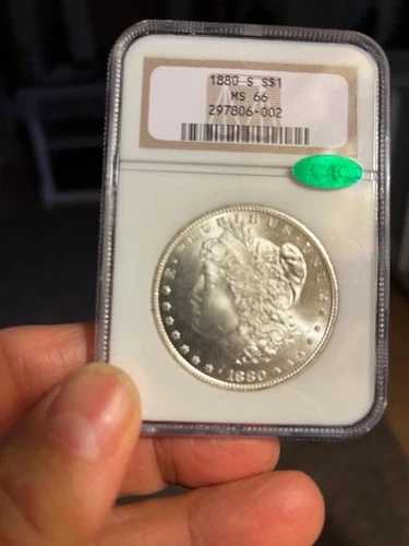 1880-S モーガン 1ドル NGC CAC 認定 MS66 プレミアム品質コイン