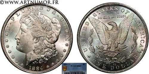 アメリカ - 1ドルモルガン、1884年CCカーソンシティ | PCGS MS63-