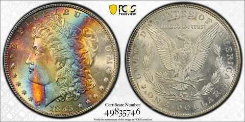 1885年 モルガン銀貨 PCGS UNC 詳細、色は不明