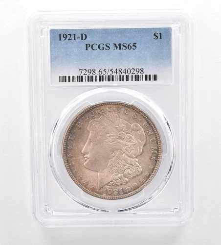 1921年-D モルガン銀貨 MS65 PCGS 美しいトーン *7501