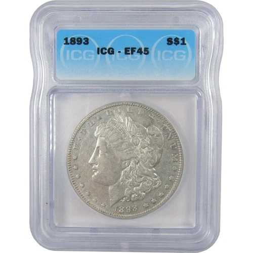 1893年 モルガン・ダラー EF 45 ICG シルバー 1ドルコイン SKU:I23819