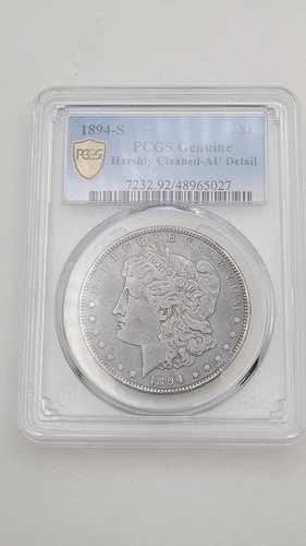 1894-S モルガン銀貨 PCGS ハードクリーニング済み - AU 詳細 VAM 1A ワームアイ