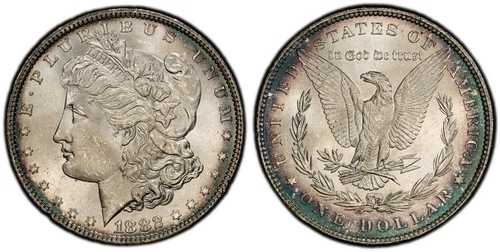 1882年 PCGS MS65 モルガン銀貨 - 素晴らしい色調、手持ちPQ ????｜WORLD RESOURCE【QUEEN店】