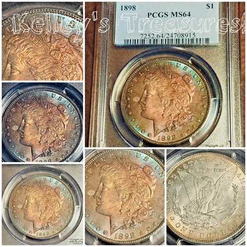 1898P モルガン銀貨 PCGS MS-64 レインボートーン オーシャンドーントナー 美しい