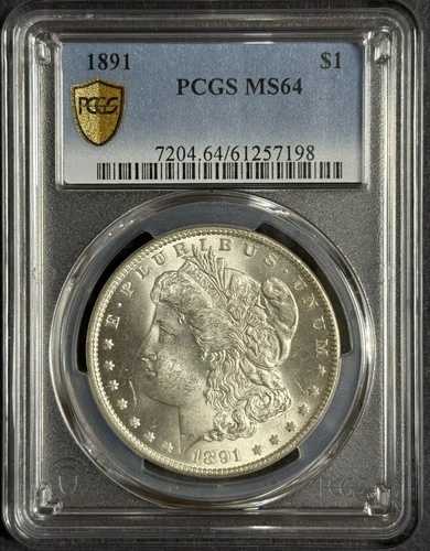 1891年モルガン銀貨、MS64 PCGSゴールドシールド(12381)