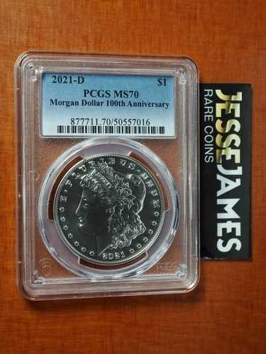2021年 $1 D シルバー モーガンドル PCGS MS70 クラシック ブルーラベル デンバー