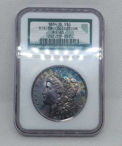 1884年 O モルガン銀貨 NGC MS63 ビニオンホードコレクション ダークレインボートーン