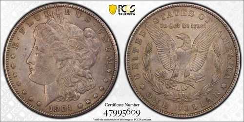 1901-S 1ドル モルガン・ダラー PCGS AU58 トーン ベター・デイト コイン
