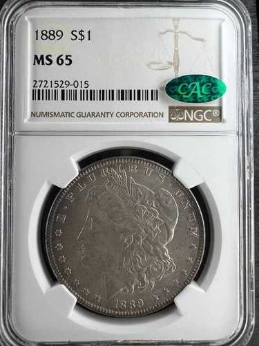 1889-P モルガン銀貨 NGC MS65 CAC - 美しいライトゴールドトーン 147,950円