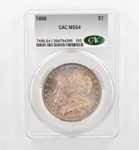 1886年 モルガン銀貨 MS64 CAC CACg 美しい色調 *0477