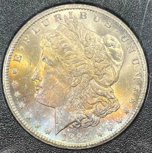 1884-CC NGC MS64 GSA ホード・モルガン銀貨 $1 - 表面は虹色!素晴らしい!