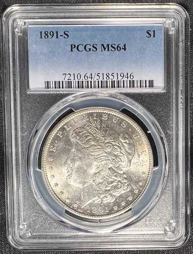 1891-S モルガン銀貨 PCGS MS64 白くて派手！ (51851946)