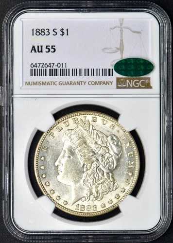 1883-S モルガン銀貨 NGC CAC AU 55 ?コインジャイアンツ?