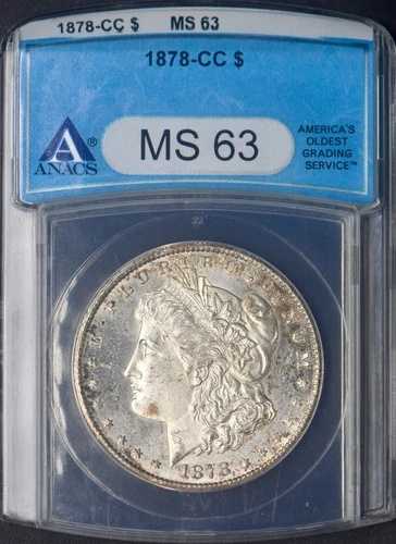 1878-CC モルガン銀貨 - ANACS MS63 - Gen 7.2 ホルダー - ?COINGIANTS? 149,050円
